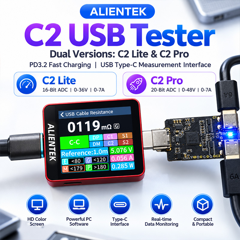 알리엔텍 C2 컬러 화면 테스터, 240W 고전류, 실 - Logic Analyzer Usb 리뷰 및 가격